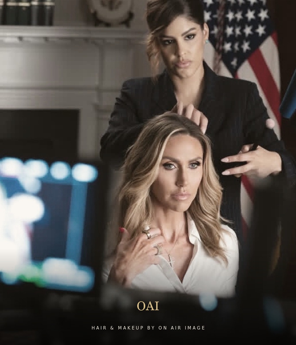 Lara Trump, final hair check beside the camera