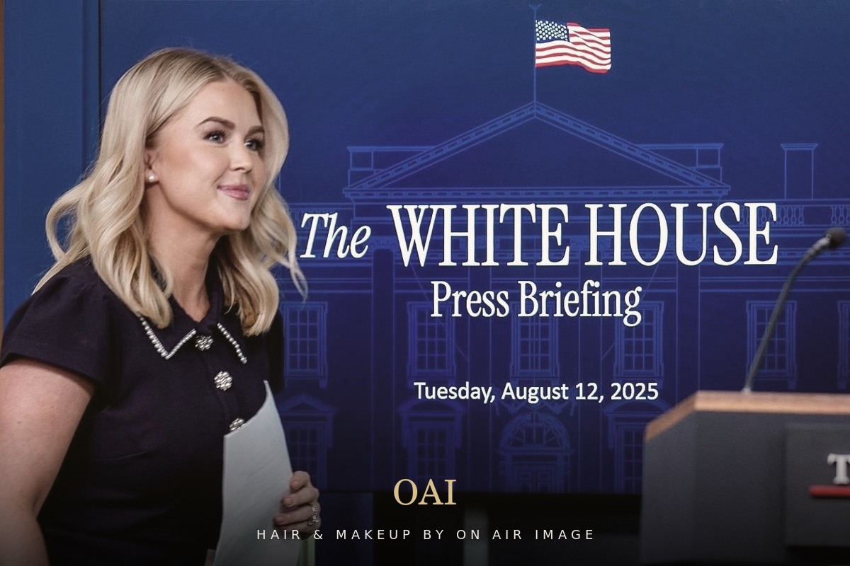 Karoline Leavitt at the White House press briefing podium